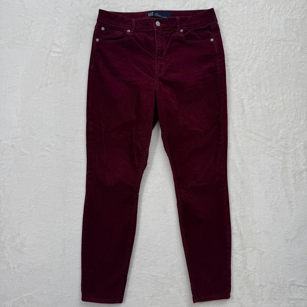 Gap Corduroy Pants Womens 10/30R Burgundy High Rise‎ Universal Legging Slim Fit